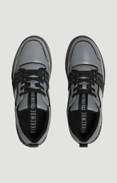 Scoby men's leather basketball sneakers - STEEL GREY/BLACK | Bikkembergs