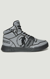 Scoby men's high top leather basketball sneakers - STEEL GREY/BLACK | Bikkembergs