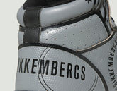 Scoby men's high top leather basketball sneakers - STEEL GREY/BLACK | Bikkembergs