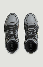 Scoby men's high top leather basketball sneakers - STEEL GREY/BLACK | Bikkembergs