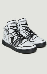 Scoby men's high top leather basketball sneakers - WHITE | Bikkembergs