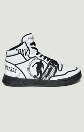 Scoby men's high top leather basketball sneakers - WHITE | Bikkembergs