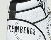 Scoby men's high top leather basketball sneakers - WHITE | Bikkembergs