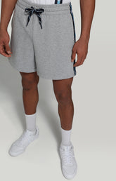 Men's fleece shorts with tape - GREY MELANGE | Bikkembergs