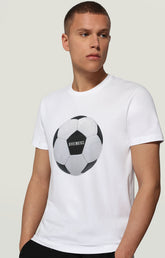 Men's T-shirt with soccer ball print - OPTICAL WHITE | Bikkembergs