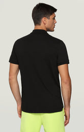 Men's polo shirt with textured print - BLACK | Bikkembergs