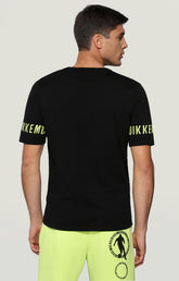 Round neck pullover with printed sleeves - BLACK | Bikkembergs