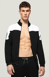 Fleece jacket with zipper and appliques - BLACK/WHITE | Bikkembergs