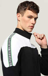 Fleece jacket with zipper and appliques - BLACK/WHITE | Bikkembergs