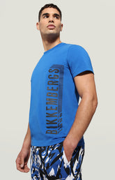 Men's T-shirt with rubber print - BLUE | Bikkembergs