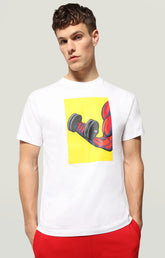 Men's T-shirt with Weightlifting print - OPTICAL WHITE | Bikkembergs