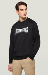 Sweatshirt with inserts and textured logo - BLACK | Bikkembergs