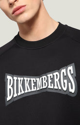Sweatshirt with inserts and textured logo - BLACK | Bikkembergs
