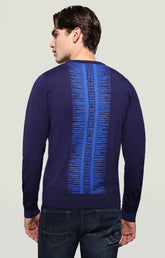 Men's pullover with jacquard motif - BLUE | Bikkembergs