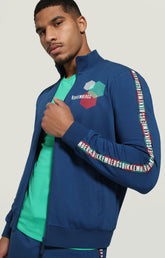 Men's zip sweatshirt with hexagonal print - BLUE | Bikkembergs