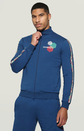 Men's zip sweatshirt with hexagonal print - BLUE | Bikkembergs