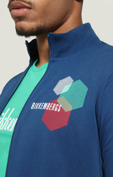 Men's zip sweatshirt with hexagonal print - BLUE | Bikkembergs