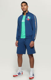 Men's zip sweatshirt with hexagonal print - BLUE | Bikkembergs