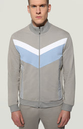 Men's zip sweatshirt jacquard tape - ELEPHANT SKIN/FOREVER BLUE/WHITE | Bikkembergs