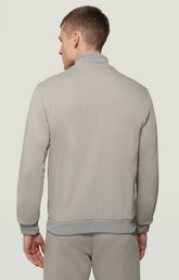 Men's zip sweatshirt jacquard tape - ELEPHANT SKIN/FOREVER BLUE/WHITE | Bikkembergs