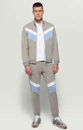 Men's zip sweatshirt jacquard tape - ELEPHANT SKIN/FOREVER BLUE/WHITE | Bikkembergs