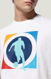 Men's T-shirt with soccer print - OPTICAL WHITE | Bikkembergs