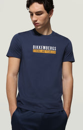 Men's T-shirt front/back print - BLUE | Bikkembergs