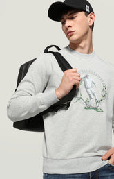 Men's sweatshirt with neo-sport print - MELANGE LIGHT GREY | Bikkembergs