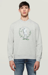 Men's sweatshirt with neo-sport print - MELANGE LIGHT GREY | Bikkembergs