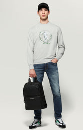 Men's sweatshirt with neo-sport print - MELANGE LIGHT GREY | Bikkembergs