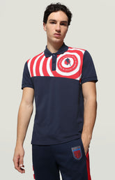 Men's polo shirt with Athletic Club print - NAVY BLUE/WHITE/CARDINAL | Bikkembergs