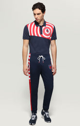Men's polo shirt with Athletic Club print - NAVY BLUE/WHITE/CARDINAL | Bikkembergs