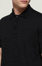 Men's knit polo shirt with embroidery - BLACK | Bikkembergs