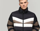Men's puffer jacket with stripes - BLACK/BUNGEE CORD/VANILLA ICE | Bikkembergs