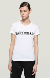Women's T-shirt with contrast logo - Focus On Woman | Bikkembergs