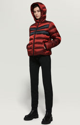 Women's puffer jacket with stripes - Focus On Woman | Bikkembergs