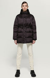 Women's long puffer jacket with all-over print - Focus On Woman | Bikkembergs