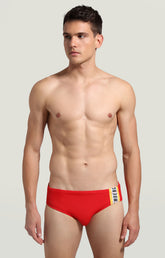 Boys' swim briefs with tape - RED | Bikkembergs