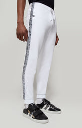 Men's joggers with double tape - OPTICAL WHITE | Bikkembergs