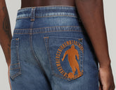 Men's jeans - regular fit with decorated pockets - BLUE DENIM | Bikkembergs
