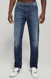Men's jeans - regular fit with decorated pockets - BLUE DENIM | Bikkembergs