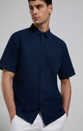 Embroidered linen men's shirt - DRESS BLUES | Bikkembergs