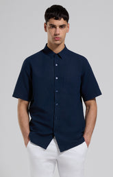 Embroidered linen men's shirt - DRESS BLUES | Bikkembergs