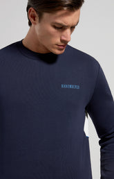 Men's sweatshirt with contrast intarsia - DRESS BLUES | Bikkembergs