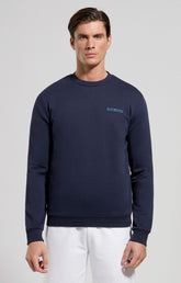 Men's sweatshirt with contrast intarsia - DRESS BLUES | Bikkembergs