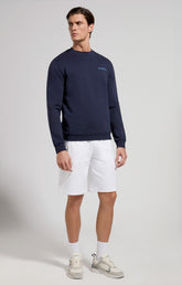 Men's sweatshirt with contrast intarsia - DRESS BLUES | Bikkembergs