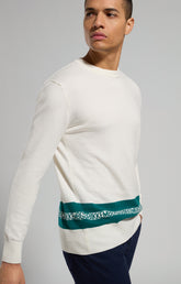 Men's pullover with striped detail - MARSHMALLOW | Bikkembergs