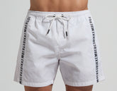 Men's swim shorts - tape insert - WHITE | Bikkembergs