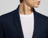 Slim fit men's jacket in linen - BLACK IRIS | Bikkembergs
