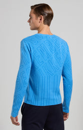 Men's jacquard knit pullover - SILVER LAKE BLUE | Bikkembergs